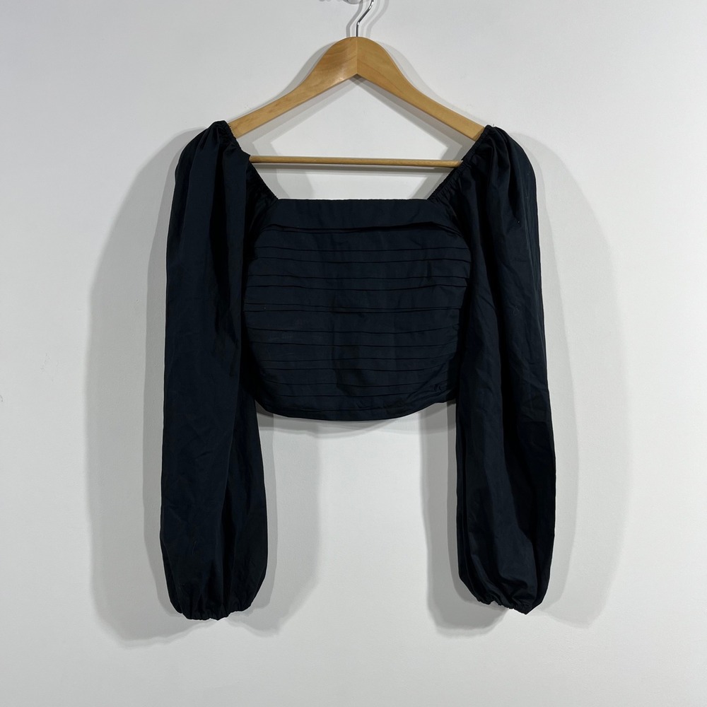 Abercrombie & Fitch Preppy Coastal Victorian Boho Pleated Smocked Crop Top XXS